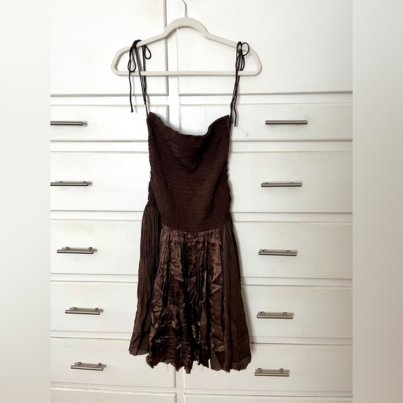 🆕 Free People Maya Strapless Brown convertible midi Dress or skirt size medium - Picture 6 of 14